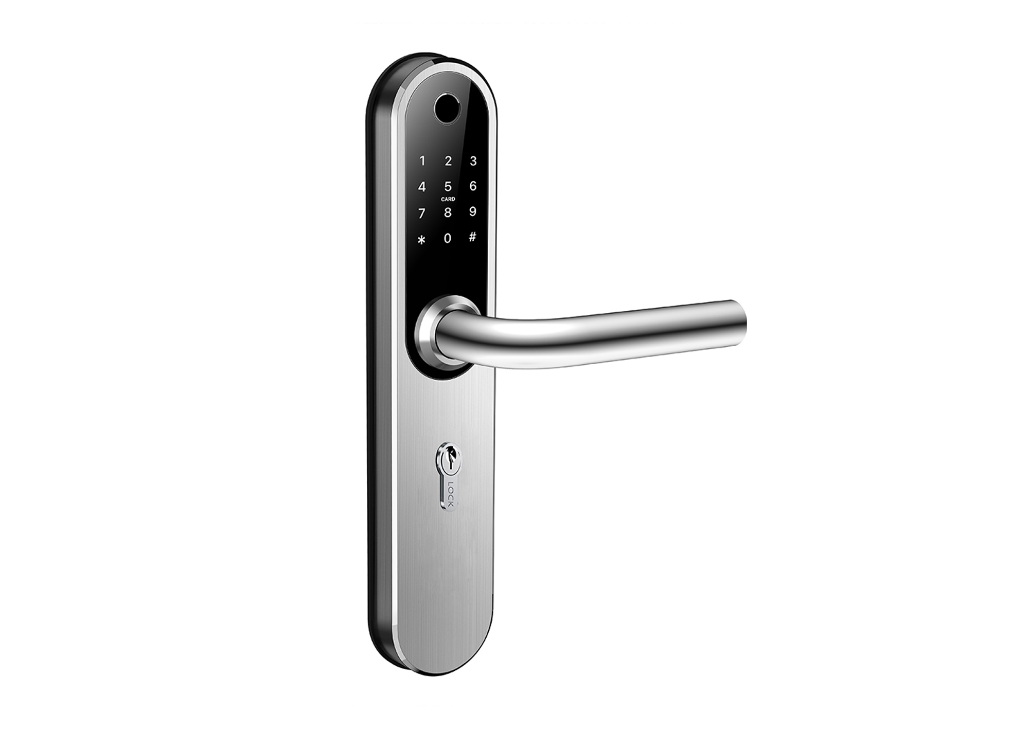 Gelikom ET1-6 Smart Home MF RFID, Finger & PIN Türgriff Silber